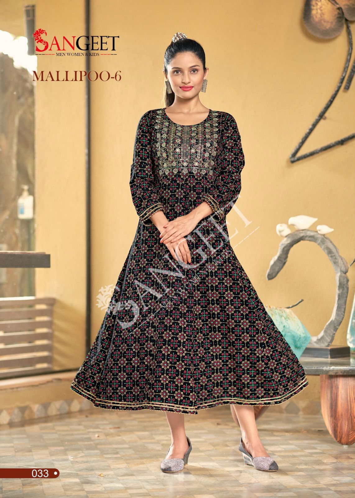 Mallipoo 6 By Sangeet 031-036 Anarkali Kurtis Catalog